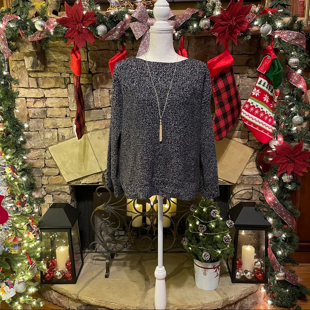NWOT Loft Marled Navy and White Sweater Medium - Picture 1 of 10